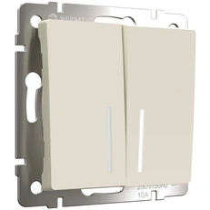 Изображение Выключатель двухклавишный с подсветкой (айвори матовый) W1120162